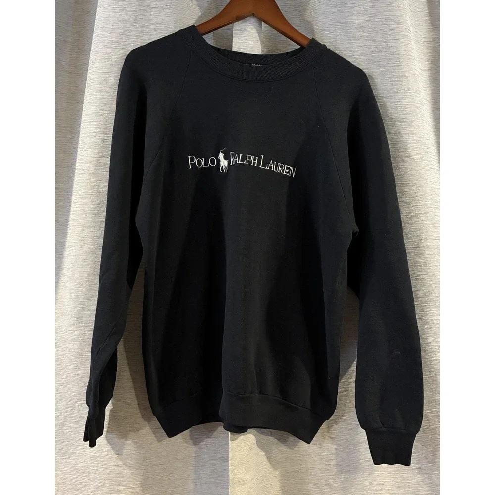 Vintage Polo Ralph Lauren Embroidered Logo‎ Sweatshirt Black